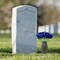 Artificial Cemetery & Memorial Flowers – Blue Silk Rose Gravesite Bouquet, 18-Head Outdoor Grave Decoration for Headstones and Memorials